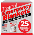 Mart Cobra Emergency Blanket 25-Pack Space Mylar Blankets Survival Gear and Supplies Reusable Thermal Camping Essentials Hiking First Aid Car Emergency Kit Prepper Foil Bug Out Bag Warm Cat Cold Snow