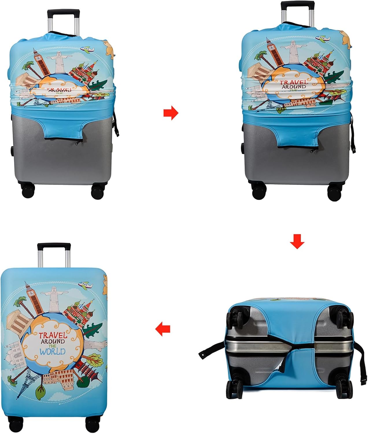 WUJIAONIAO Travel Luggage Cover Spandex Suitcase Protector Washable Baggage Covers (XL (for 29-32 inch luggage), ocean)