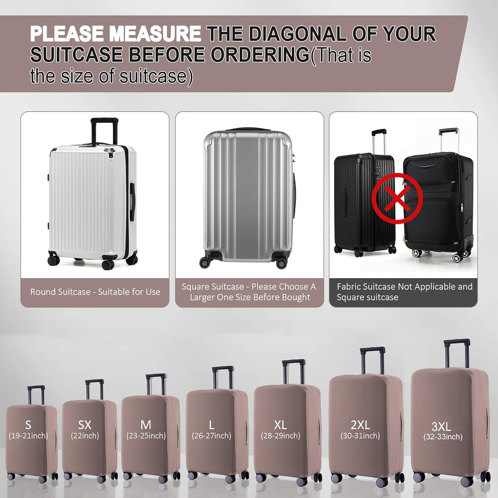 Travel Luggage Cover Suitcase Protector Scratch-Resistant Fit 19-31 Inch Suitcase, Not Included Suitcase (Khaki, L(26-27 inch))