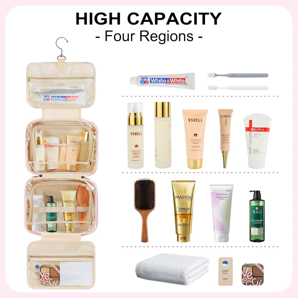 TOPEAST 2025 Graduation Gifts for Her - Hanging Toiletry Bag for Women, Travel Toiletry Bag Makeup Bag, Personalized Travel Essentials for Women - Letter G, Pink