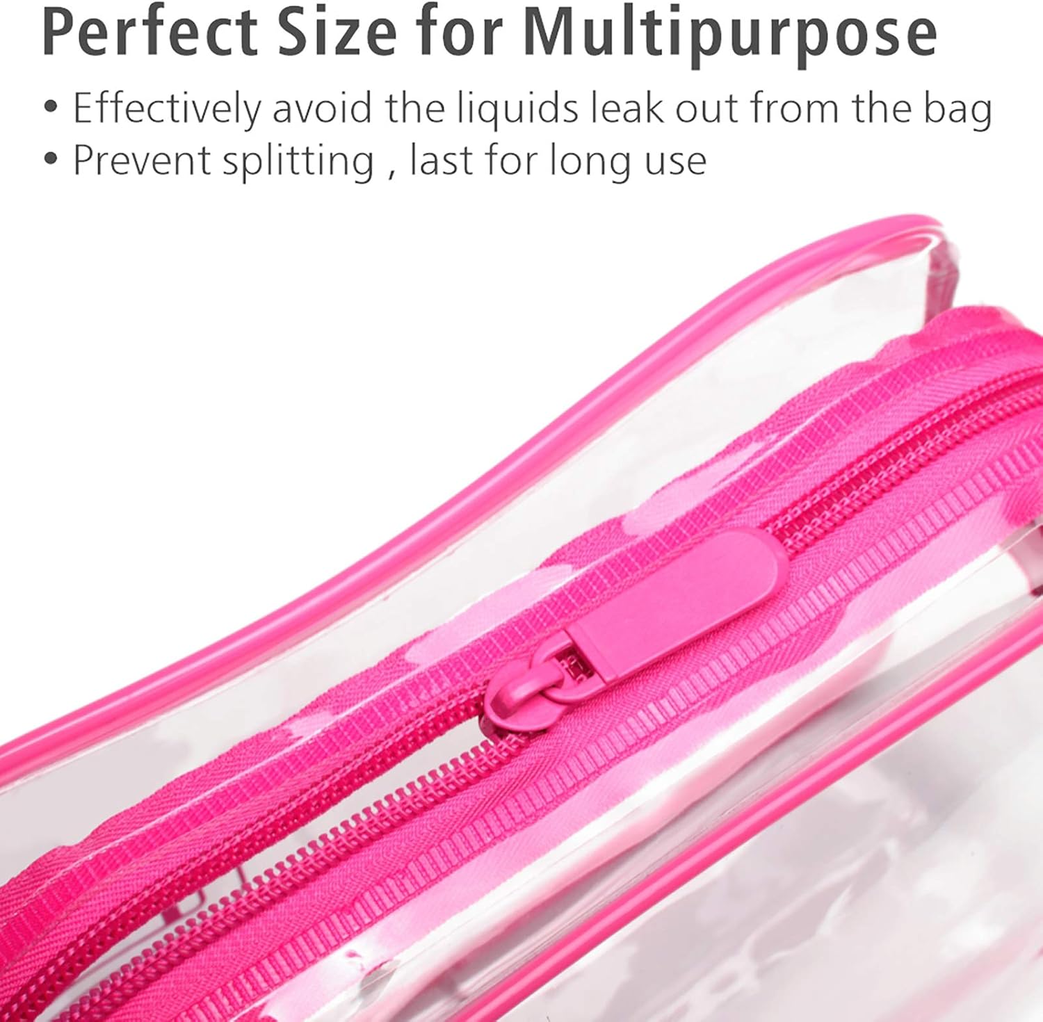 PACKISM TSA Approved Toiletry Bag - Peach Red Clear Makeup Bag with Supporting Frame, Clear Toiletry Bag for Travel, Thick No Smell