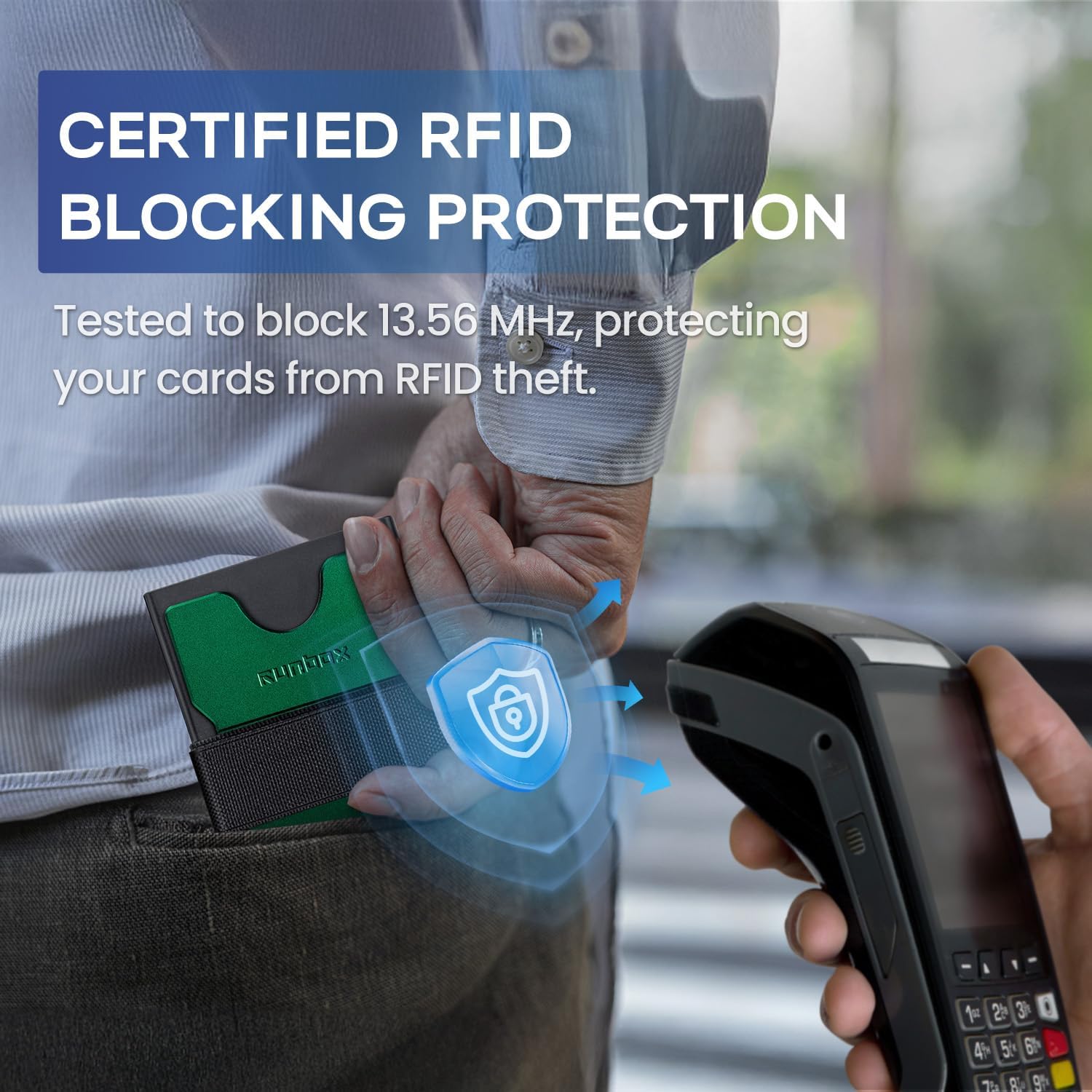 Mens Business Card Holder, Slim Card Wallet for Men and Women, Minimalist RFID Blocking Wallet with Pop-Up Function, Thin Design, Metal Cases Holds 6+6 Cards, Gifts for Men, Men's Accessories