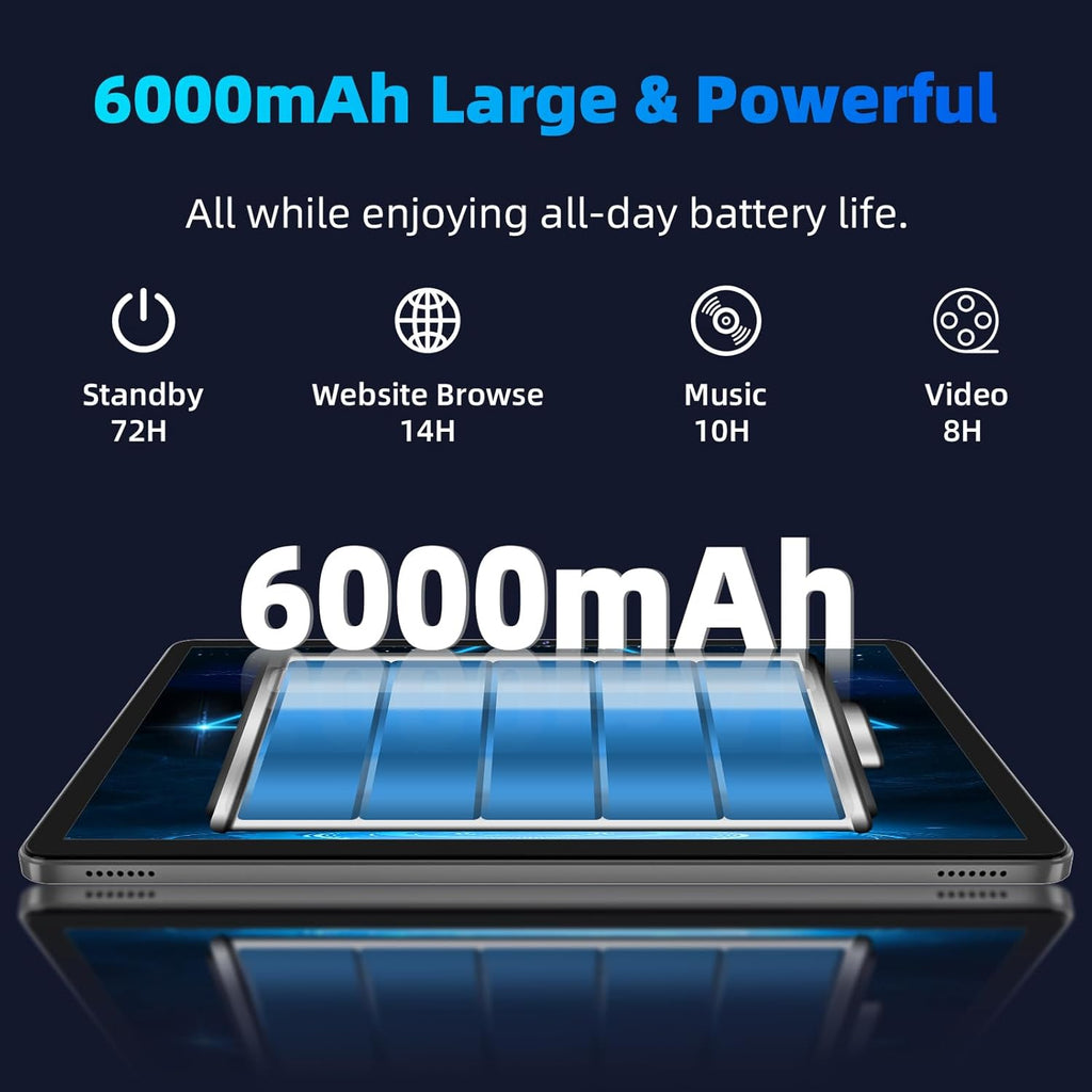 Android 14 Tablet,10 inch Tablets, Octa Core CPU, 10GB+64GB+512GB Expansion, 1280x800 HD IPS Touchcreen Display , Wi-Fi6, Dual Camera, 6000mAh Battery, Bluetooth5, 2 in 1 Tablet PC,Widevine L1