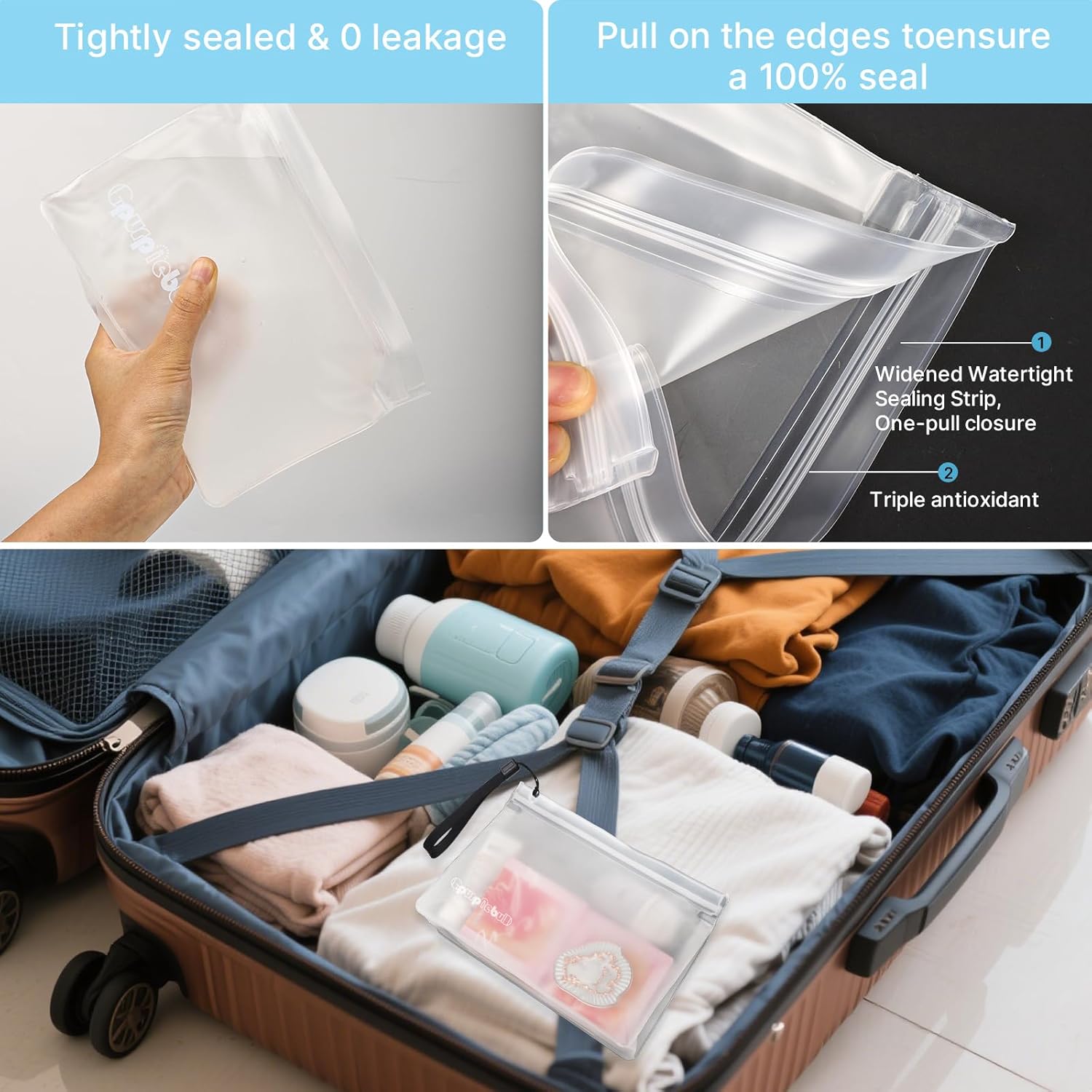 10 Pack TSA Approved Toiletry Bag, Clear Travel Toiletry Bag, Quart Size PEVA Leakproof Makeup Cosmetic Bag for Toiletries Traveling Trips, Carry on Airline Compliant Bags for Men & Women