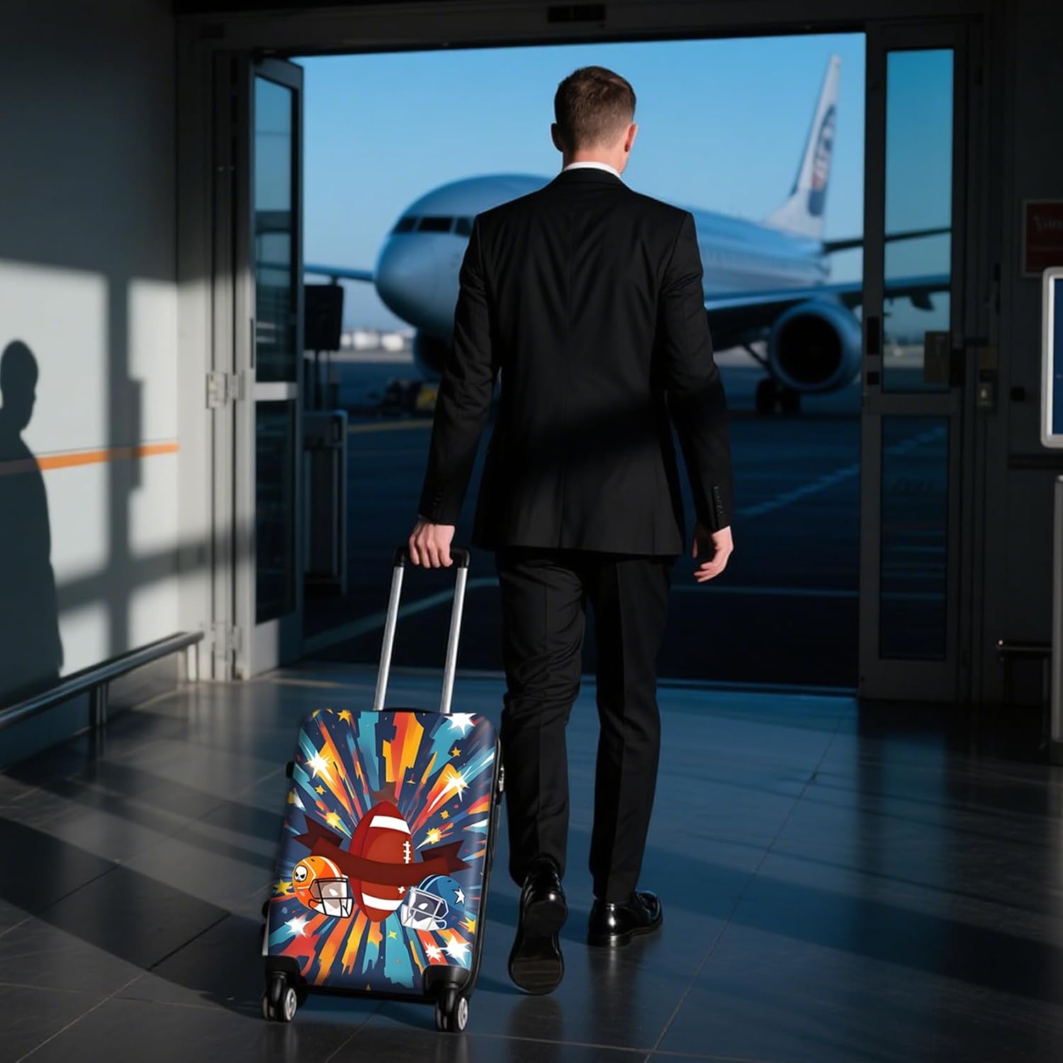 WUJIAONIAO Travel Luggage Cover Baggage Suitcase Cover Protector Skins 18-32 Inch (Rugby, S (for 18-20 inch luggage))