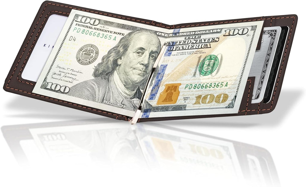 Kings Loot Money Clip Slim Minimalist Wallet for Men | RFID Blocking Leather Design with Money Clip | Front Pocket Bifold Holds 12 Cards | Stylish & Compact Wallets (Truffle)