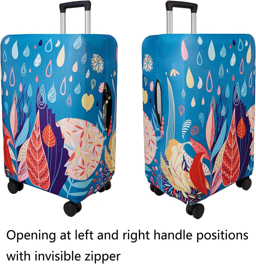 WUJIAONIAO Travel Luggage Cover Spandex Suitcase Protector Washable Baggage Covers (S (for 18-20 inch luggage), rainy season)