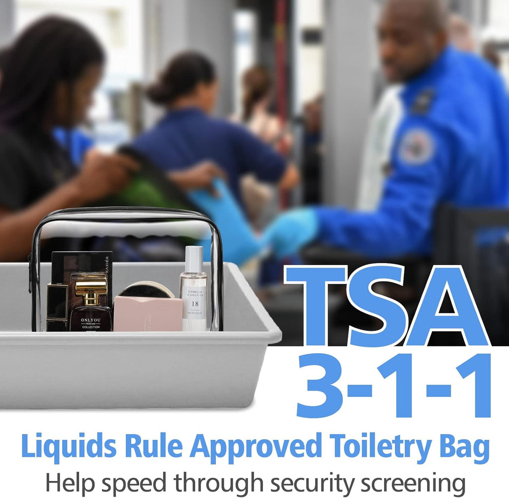 PACKISM TSA Approved Toiletry Bags - 2 Pack Clear Toiletry Bags Clear Travels Bags for toiletries, Cosmetic Bags with Zipper Carry on Toiletry Bag Airport Airline Compliant Bag, Black