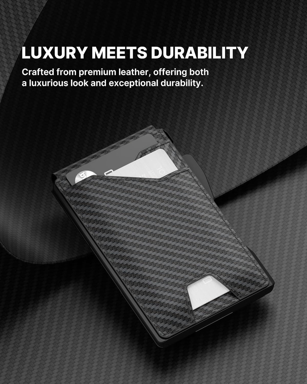 typecase Tactical Wallet for Men Card Holder: Pop Up Card Case, Genuine Leather, Smart, RFID Blocking, Slim, Minimalist, Thin, Front Pocket - 9-13 Card Capacitiy, ID Window, Money Clip (Orange)