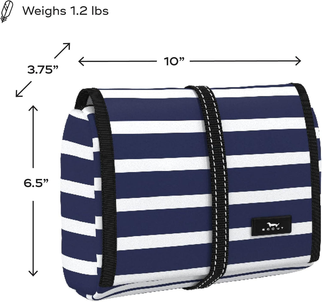 SCOUT Beauty Burrito Hanging Toiletry Bag - Cosmetic Organizer with 3 Compartments, Rolls Up to Pack, Hook for Hanging