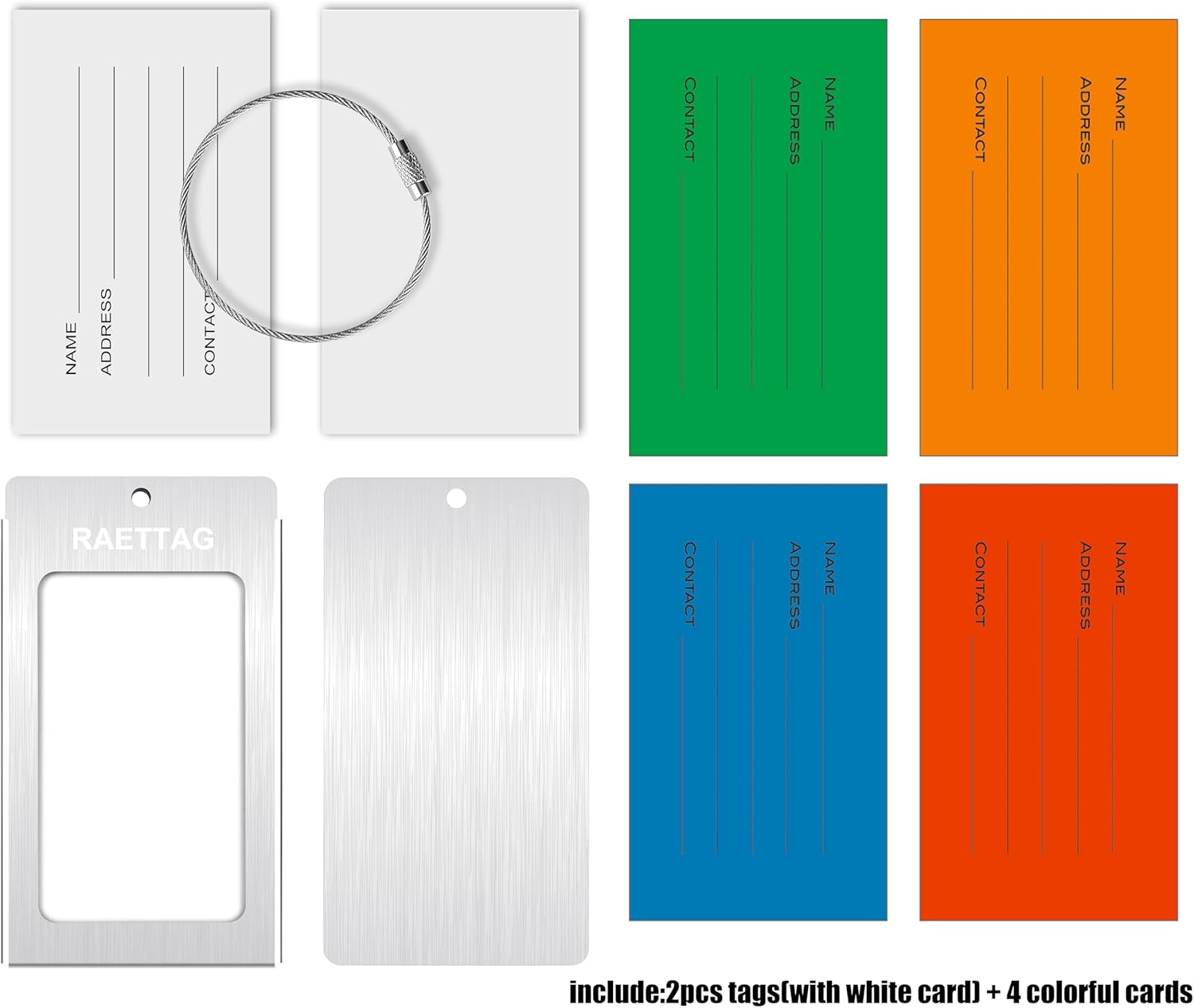 Luggage Tags Metal Suitcase Tags Travel Bag ID Identifier Luggage Tag (Silver 2-Pack)