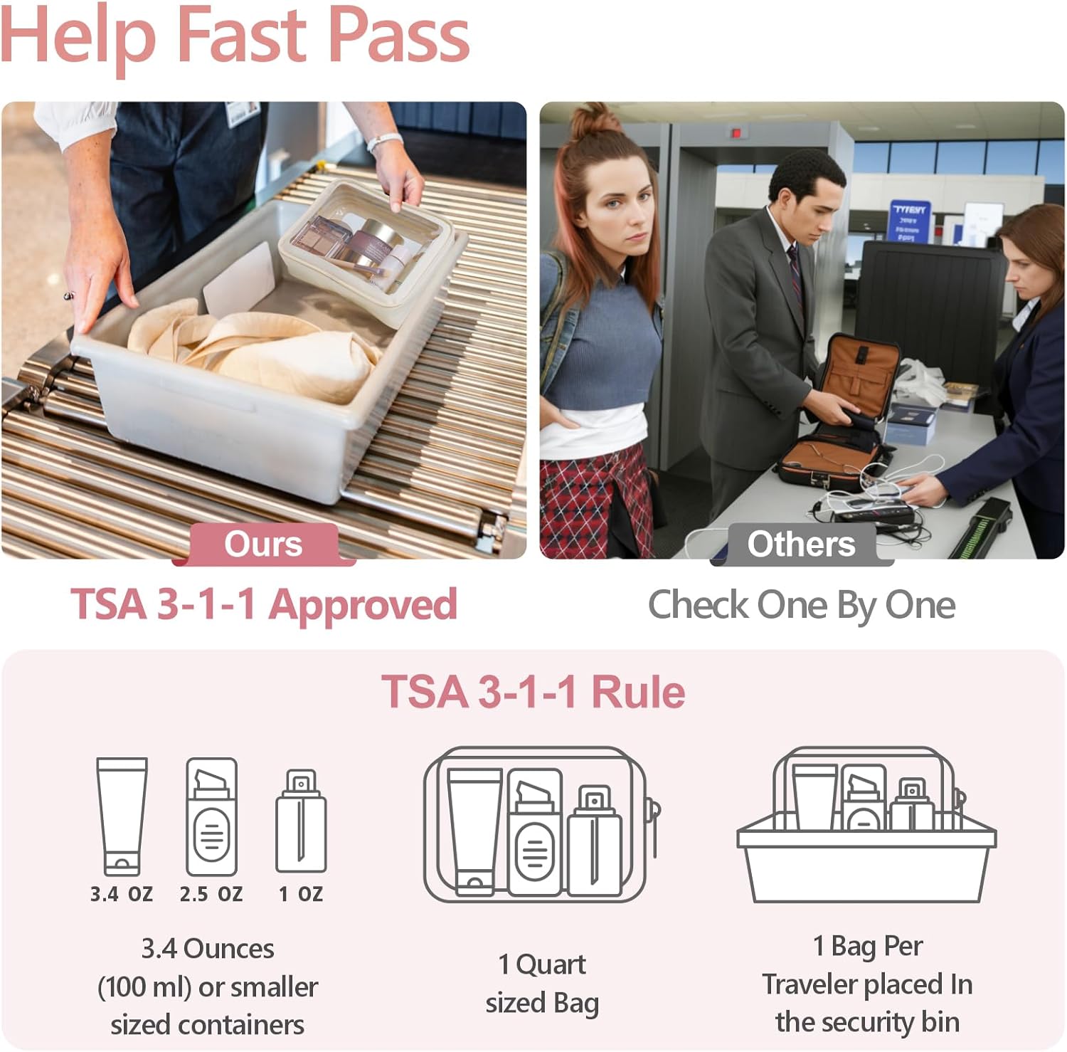 PACKISM Clear Makeup Bag - Soft Plastic Color-Edged TSA Approved Toiletry Bag, Reusable Clear Toiletry Bags with Golden Zipper, Beige