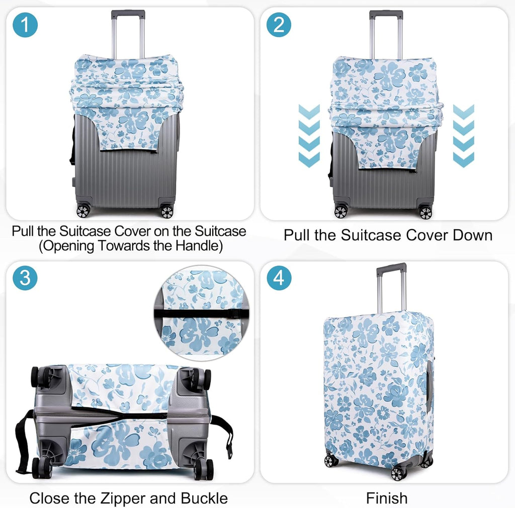 Pink Dino Suitcase Luggage Cover, Thick Suitcase Cover for Carry on Luggage Protector Fits 18-30 Inch Case