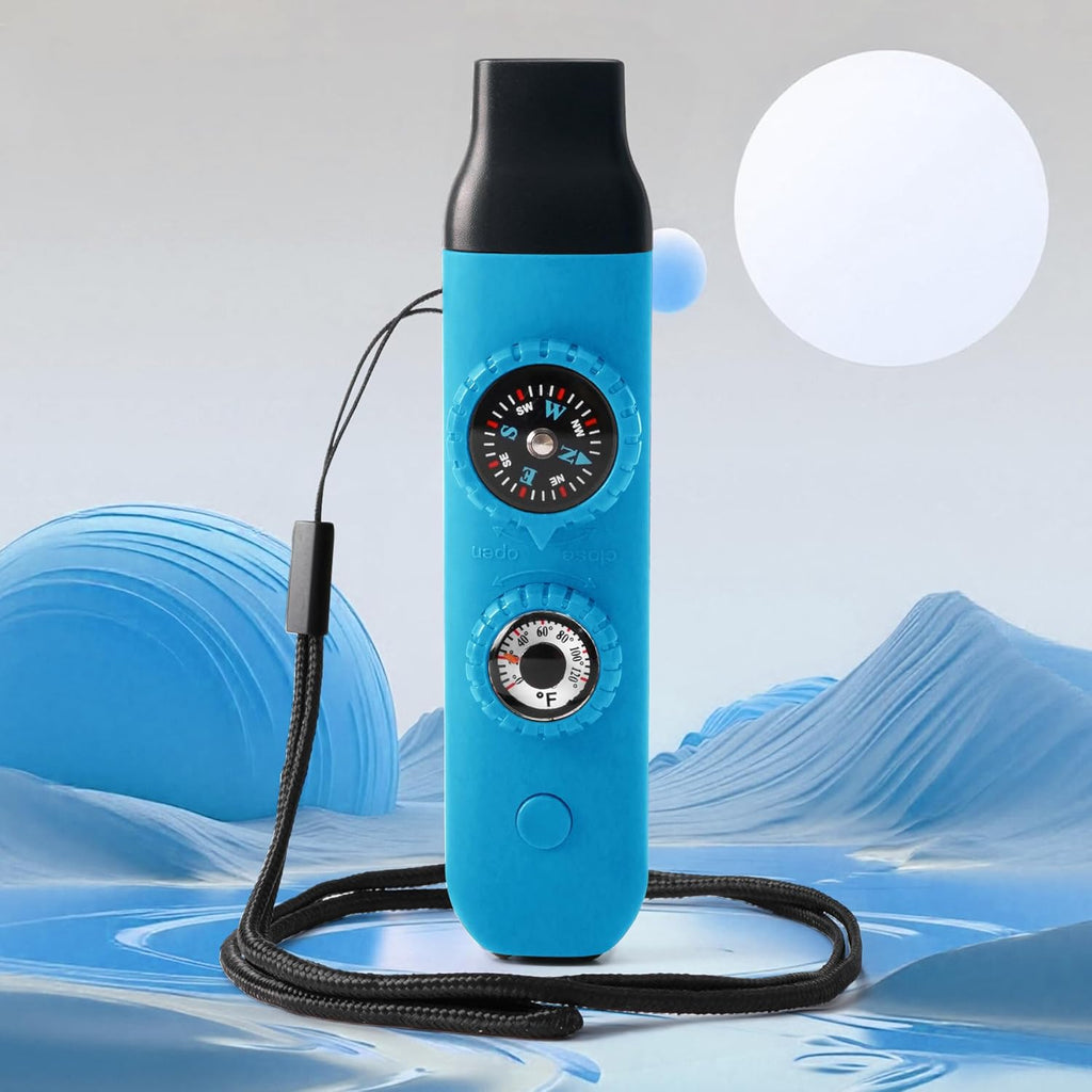 Multifunctional Survival Emergency Whistle for Kids with Compass Hiking Survival, Thermometer & Neck Lanyard | Emergency Safety Gear for Hiking, Camping, Kayaking, Boating, Climbing