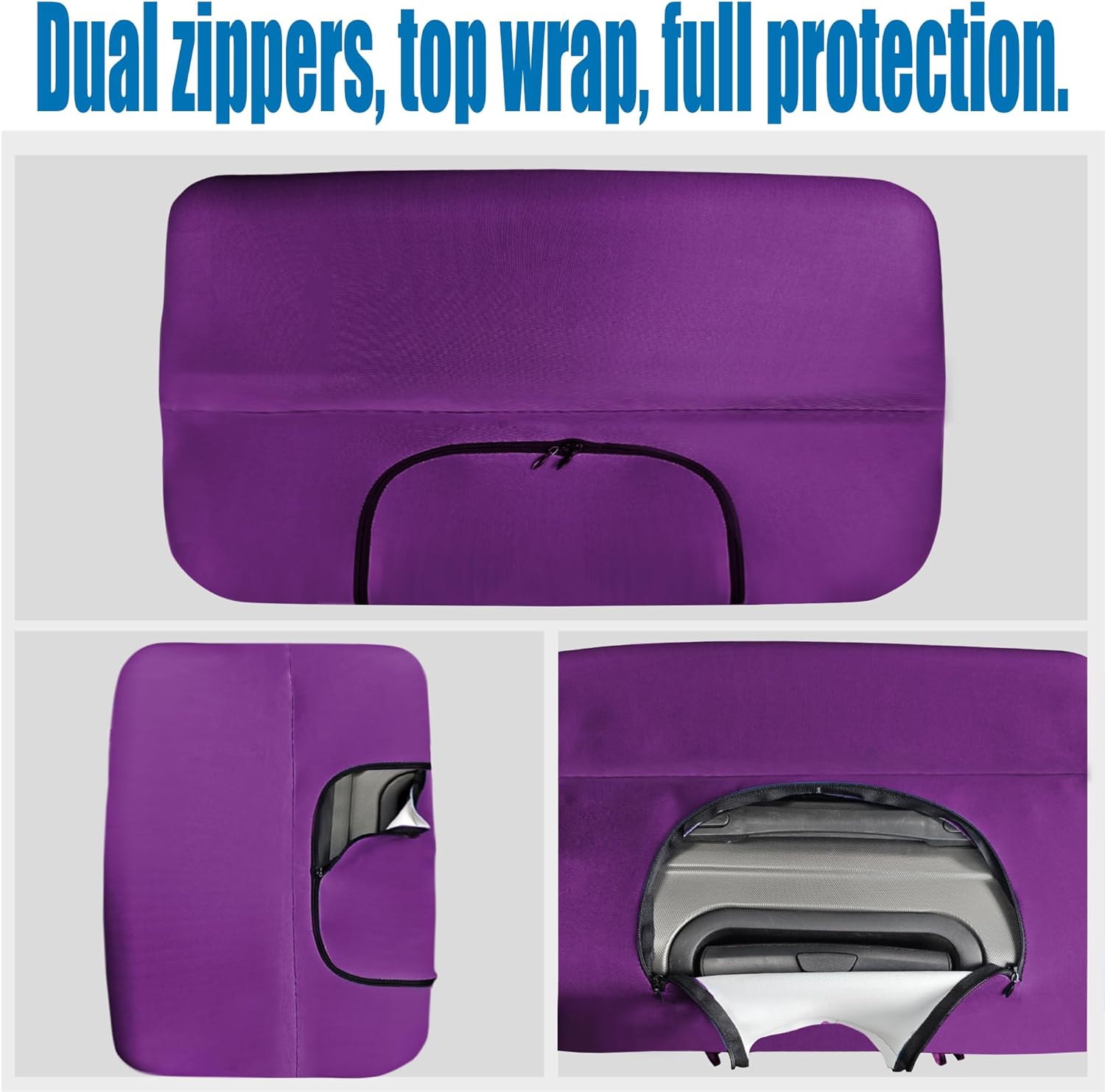 Travel Luggage Cover Thicker Spandex Suitcase Protector Elastic Washable Baggage Covers (M (for 23-24 inch luggage), Purple Eye)