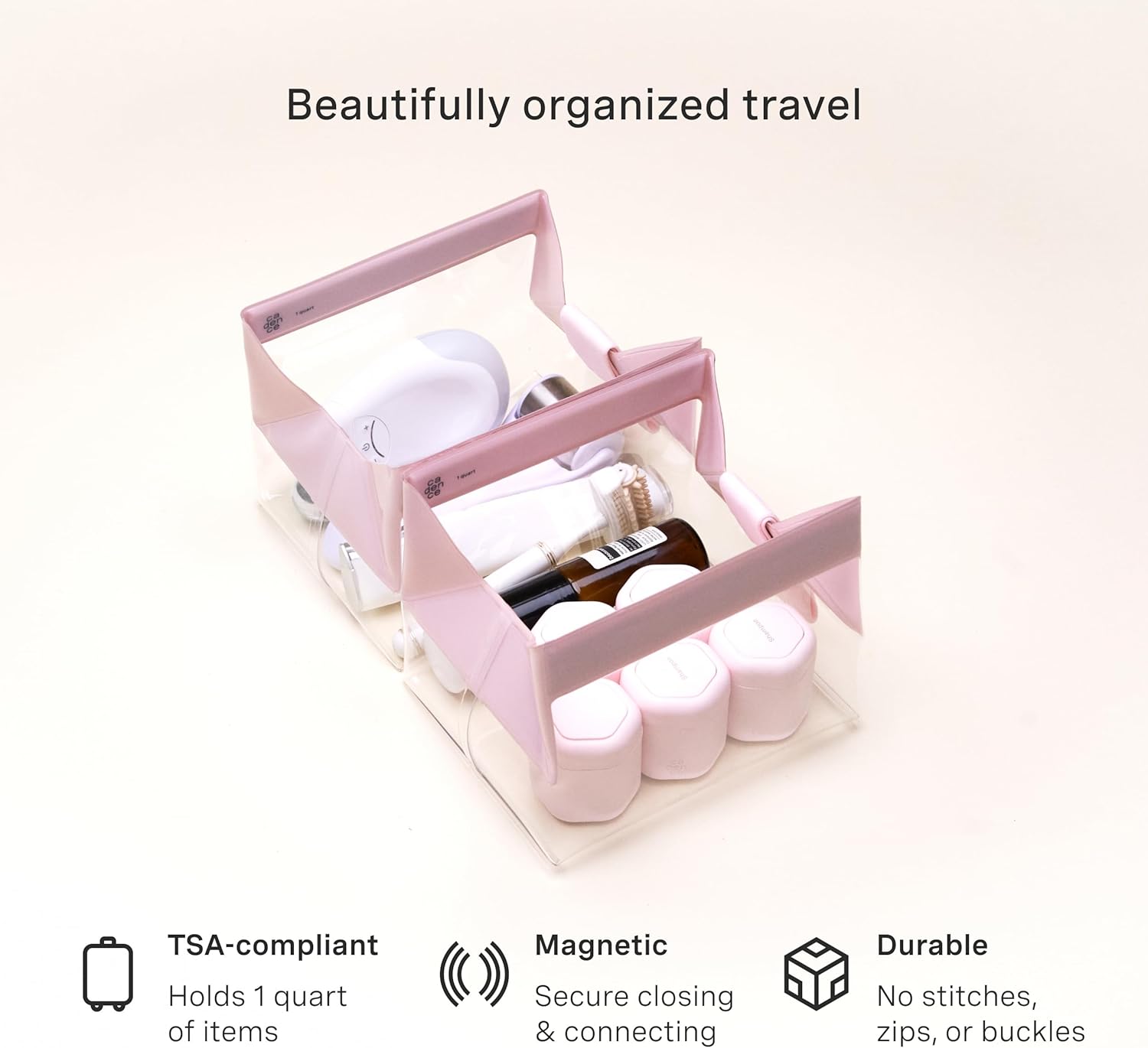 Cadence Parcel - Clear Dopp Kit with Magnetic Closure - Durable and Leak-Resistant Travel Toiletry Kit - Modular Design