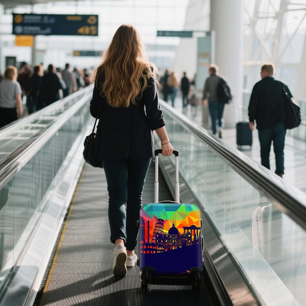 WUJIAONIAO Travel Luggage Cover Spandex Suitcase Protector Washable Baggage Covers (M (for 22-24 inch luggage), City)