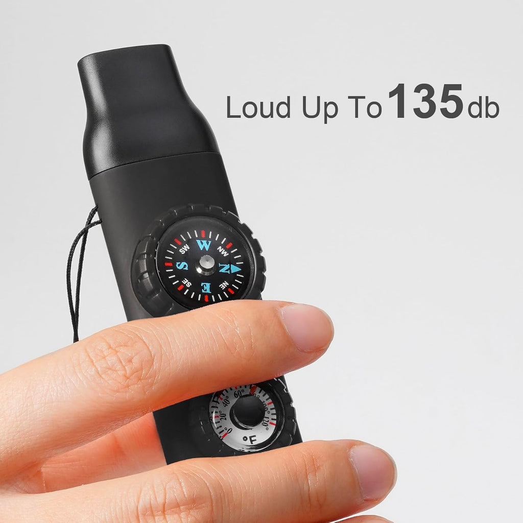 Emergency Survival Safety Whistle，Whistle for Kids with Lanyard,Compass,Thermometer,Ideal for Kayaking, Boating, Hiking, Camping, Climbing