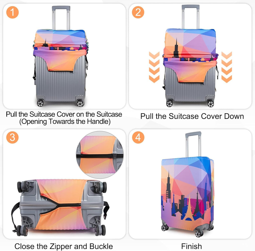 Pink Dino Suitcase Luggage Cover, Thick Suitcase Cover for Carry on Luggage Protector Fits 18-30 Inch Case