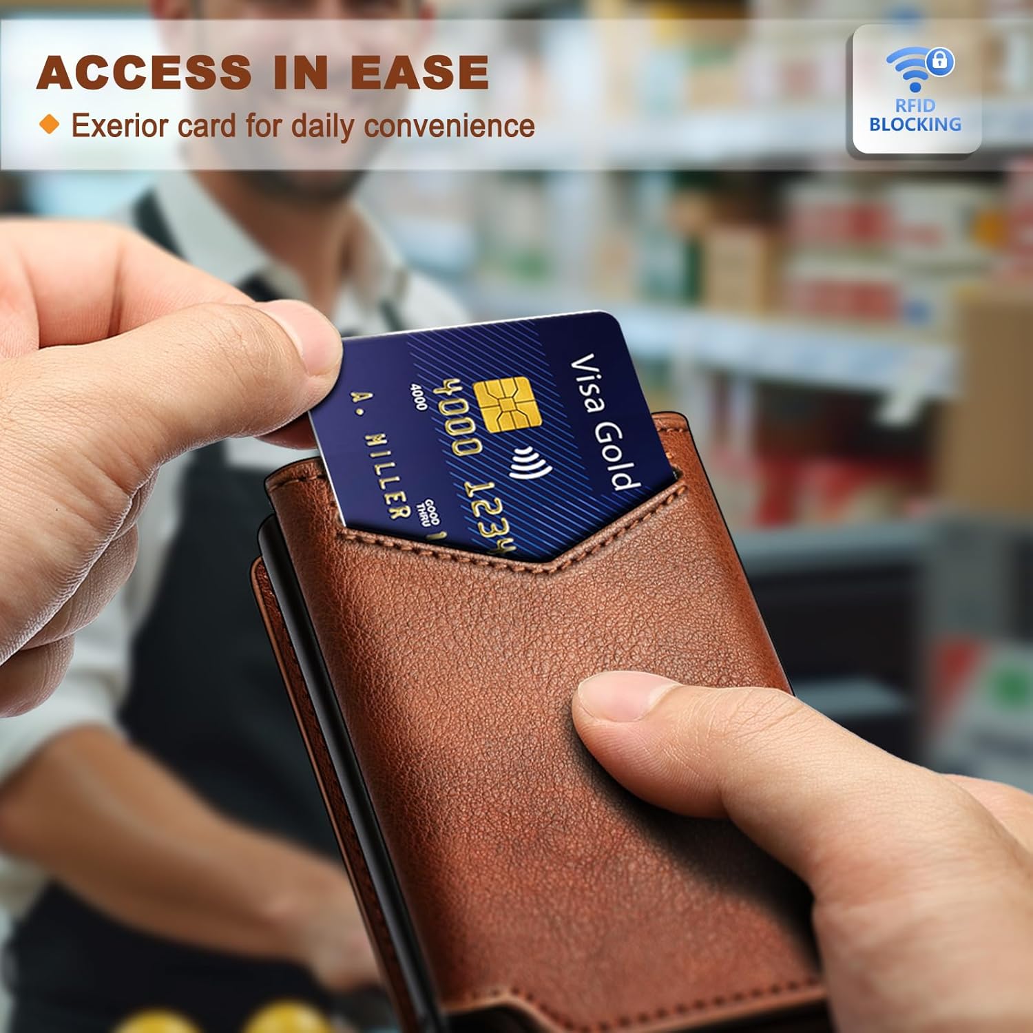 BULLIANT Men Wallet Leather Wallet Card Holders Money Clip for Men 10Cards-Magnetic Flip on Metal Case