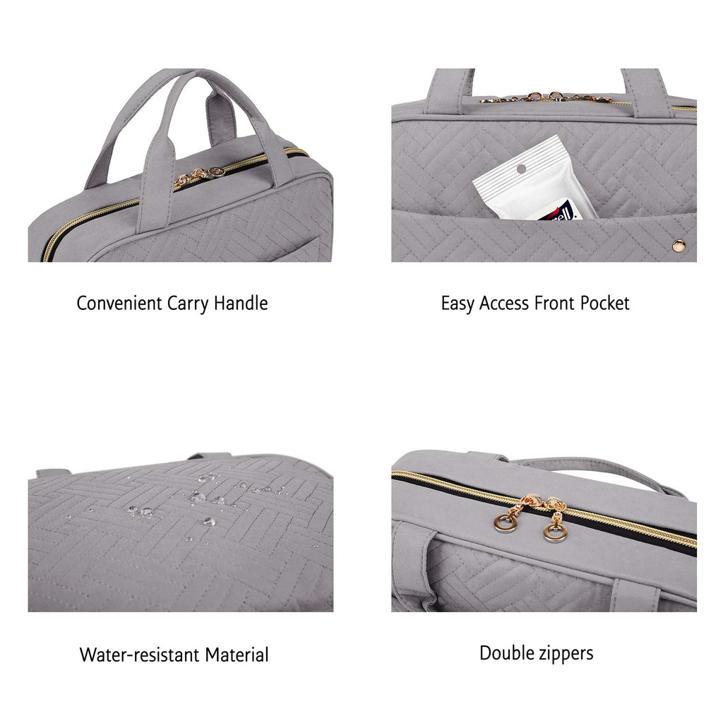 BAGSMART Toiletry Bag Travel Bag with Hanging Hook, Water-resistant Makeup Cosmetic Bag Travel Organizer for Accessories, Shampoo, Full Sized Container, Toiletries Grey, Large