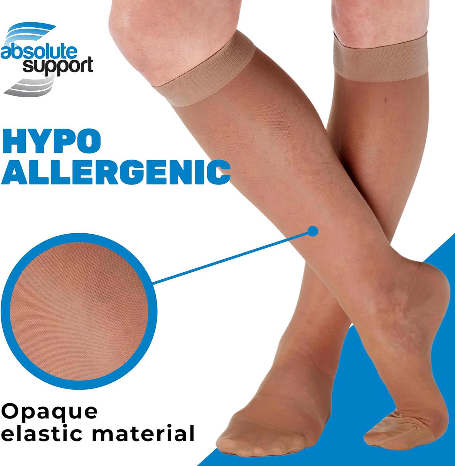 (3 Pairs - Closed Toe) Made in USA - Compression Socks for Women 15-20mmHg - Sheer Compression Knee High Stockings for Post Surgery, Pregnancy, Arthritis, Edema - Beige, Large - A101BE3-3