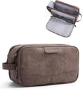 BAGSMART Toiletry Bag for Men, PU Leather Travel Bag for Toiletries, Dopp Kit Water Resistant Shaving Bag for Bathroom Shower-Dark Brown