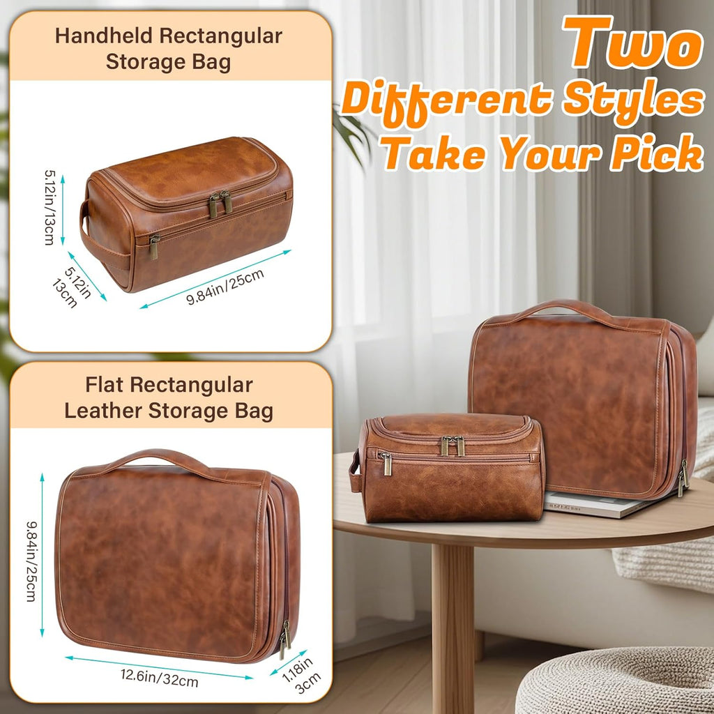 3-in-1 unisex PU toiletry bag: laser engraving & detachable waterproof section. Great personalized gifts (groomsmen, Father's Day, birthdays) — ideal for travel, gym, camping.