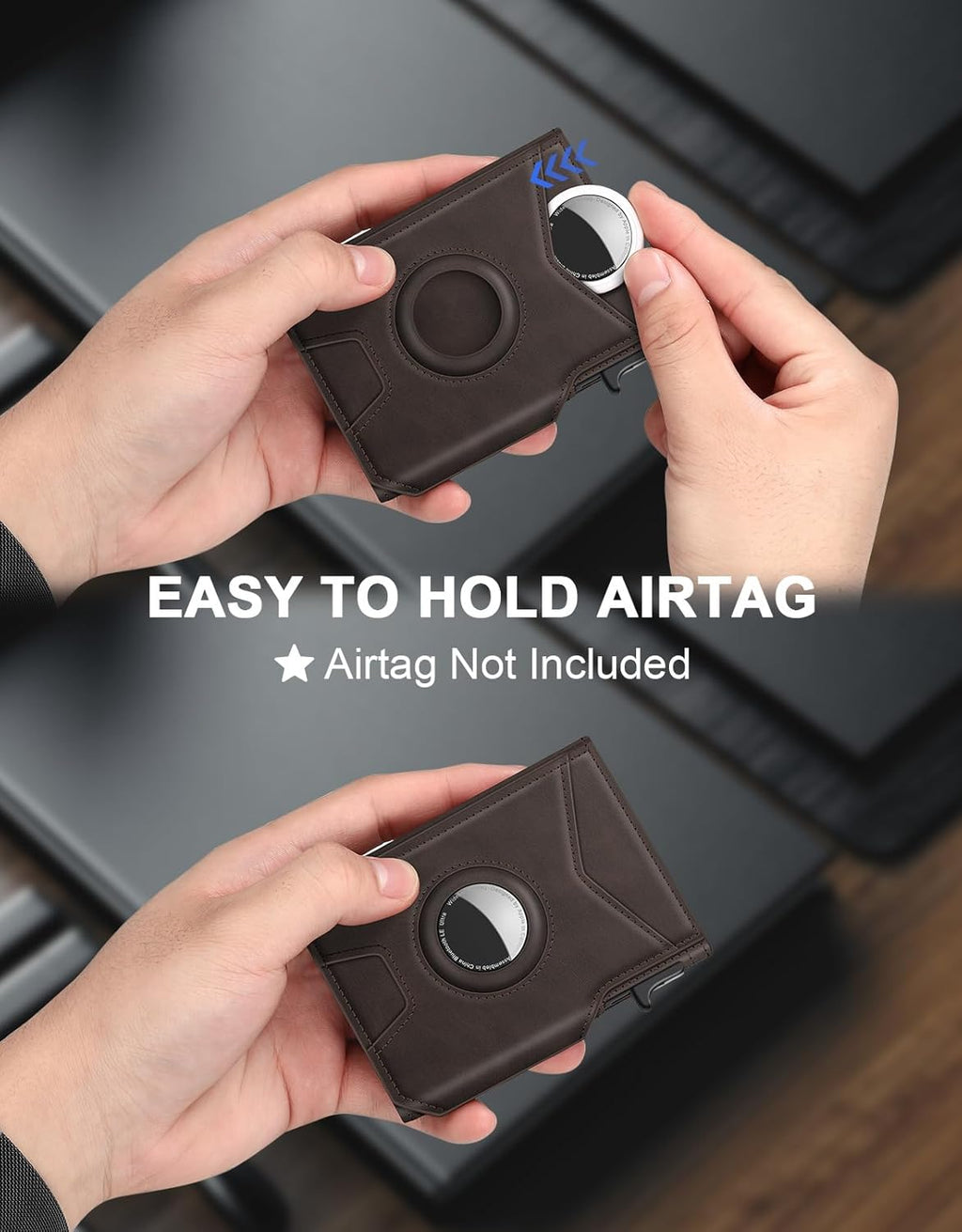 Airtag Wallet for Men, Minimalist Slim Mens Wallet Smart Pop Up Credit Card Holder for 9-13 Cards, RFID Blocking Wallet with ID Window & Cash Slot, Compact Bifold Metal Aluminum Card Case