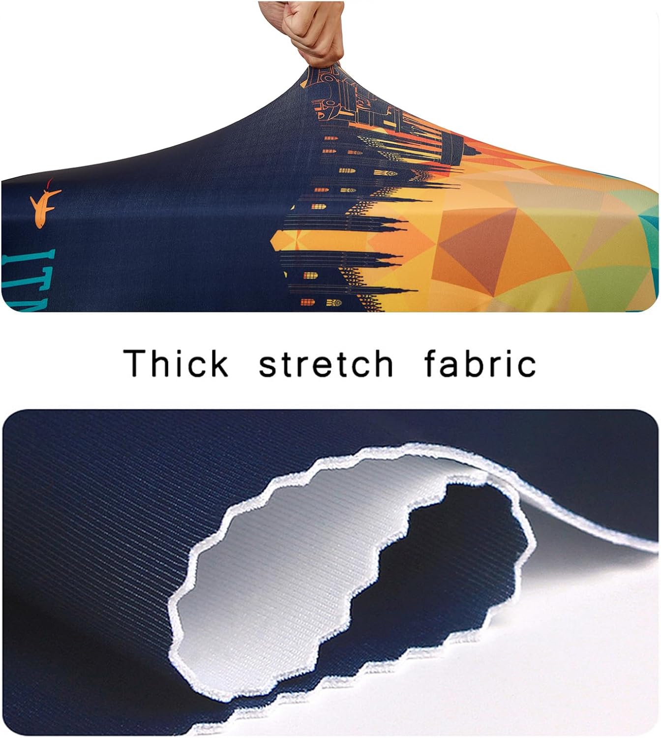 WUJIAONIAO Travel Luggage Cover Spandex Suitcase Protector Washable Baggage Covers (L (for 25-28 inch luggage), City)