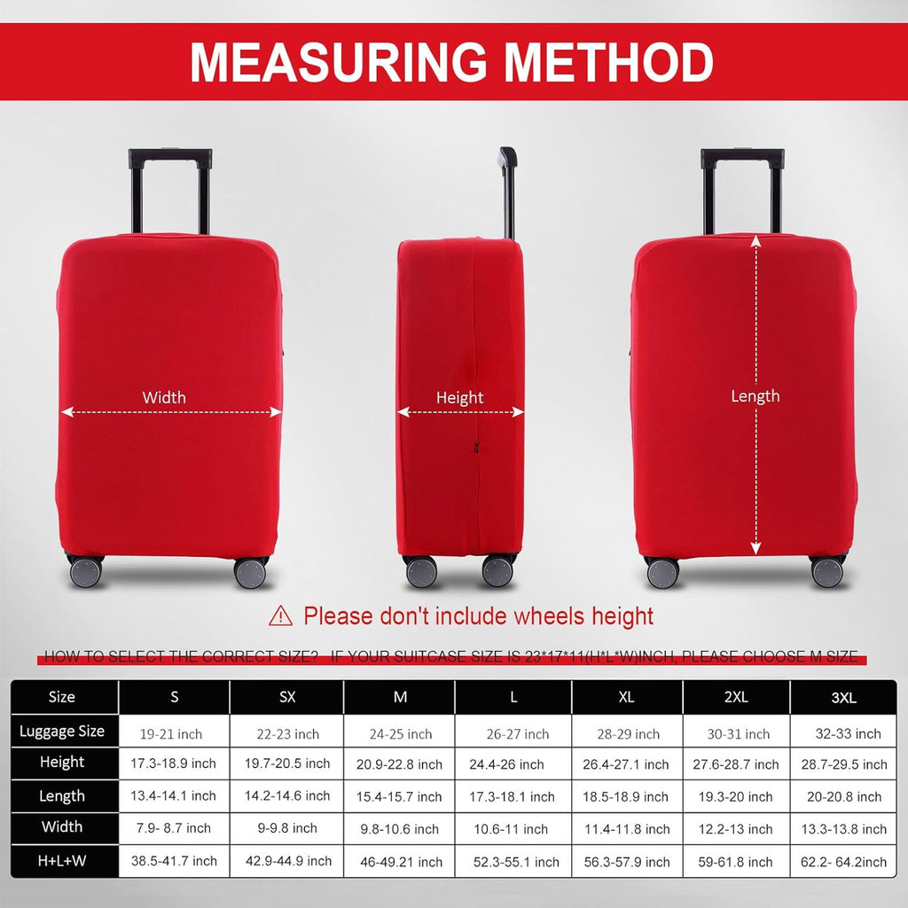 Travel Luggage Cover Suitcase Protector Scratch-Resistant Fit 19-31 Inch Suitcase, Not Included Suitcase (Red, SX(22-23 inch))