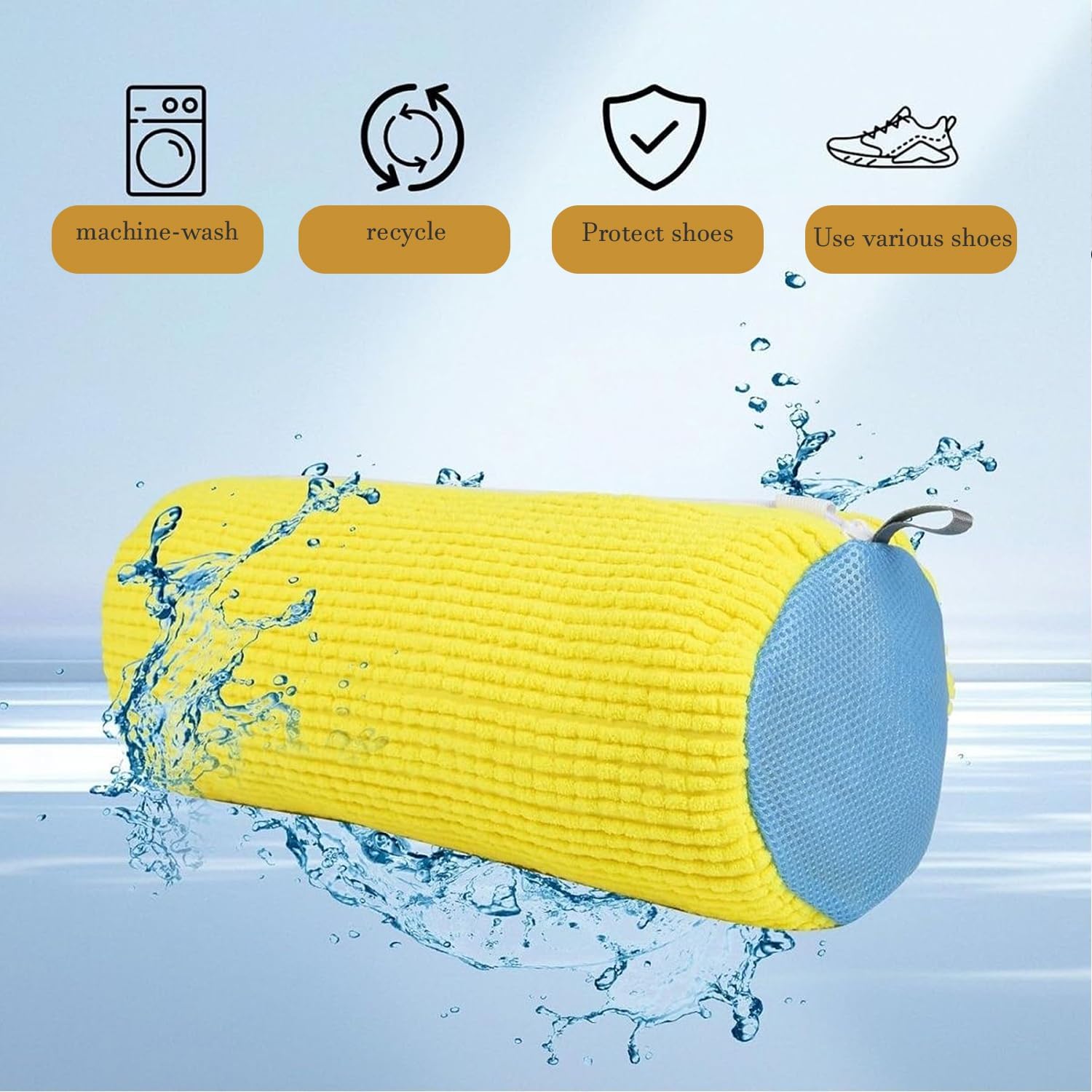 Shoe Cleaning Bags2-Pack Shoe Washing Machine Bags - Universal Laundry Shoe Cleaning Bags for Washer & Dryer, Fits All Shoe Types (Grey)