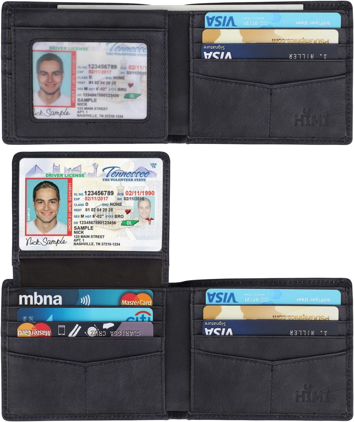 Wallet for Men-Genuine Leather RFID Blocking Bifold Stylish Wallet With 2 ID Window