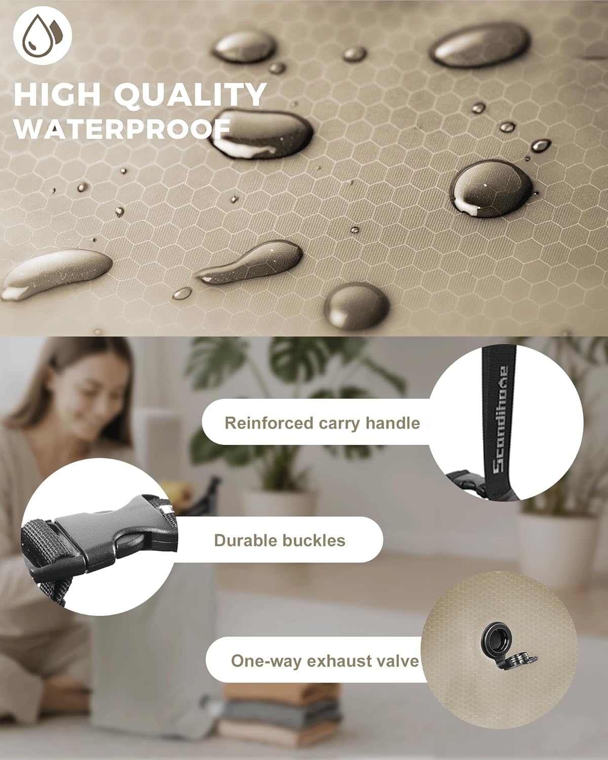 Travel Laundry Bag, Pump Free Vacuum Storage Bag Reusable Compression Dirty Clothes Travel Bag Waterproof Wet Dry Bags Large Capacity Space Saver Bags Camp Clothes Organizer (1 Pcs)(Gray, L)