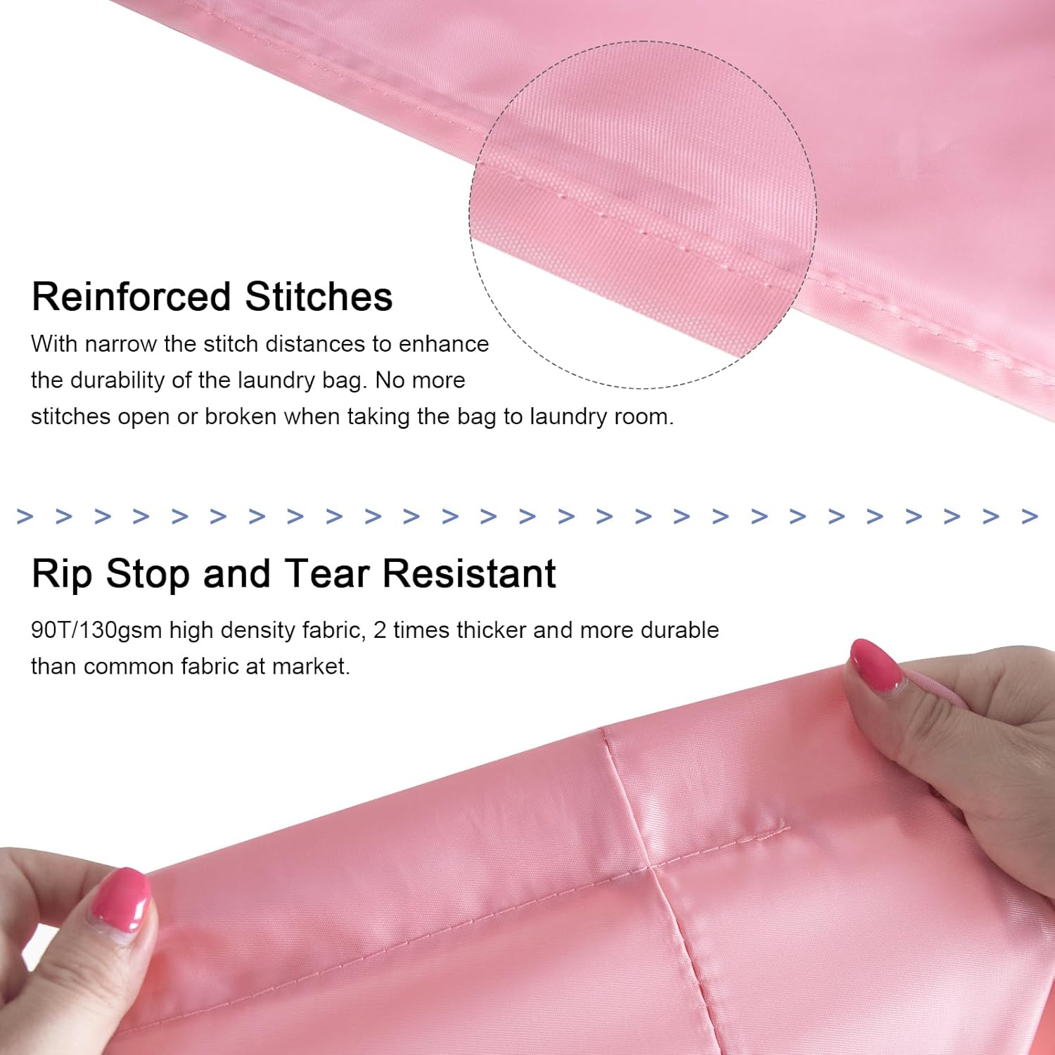 Polecasa Small Heavy Duty Laundry Bag with 130gsm Tear Resistant Fabric and Handles, Easy to Carry Durable Dirty Clothes Drawstring Bag, Perfect for College Dorm, Travel 21”x24”, Pink