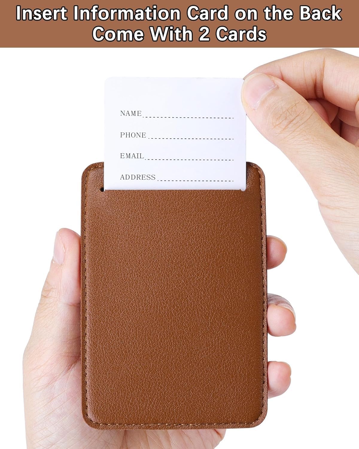 Teskyer Luggage Tags for Suitcases, TSA Approved with Privacy Protection Cover, Premium Faux Leather Bag Tags for Travel - 4 Pack, Brown