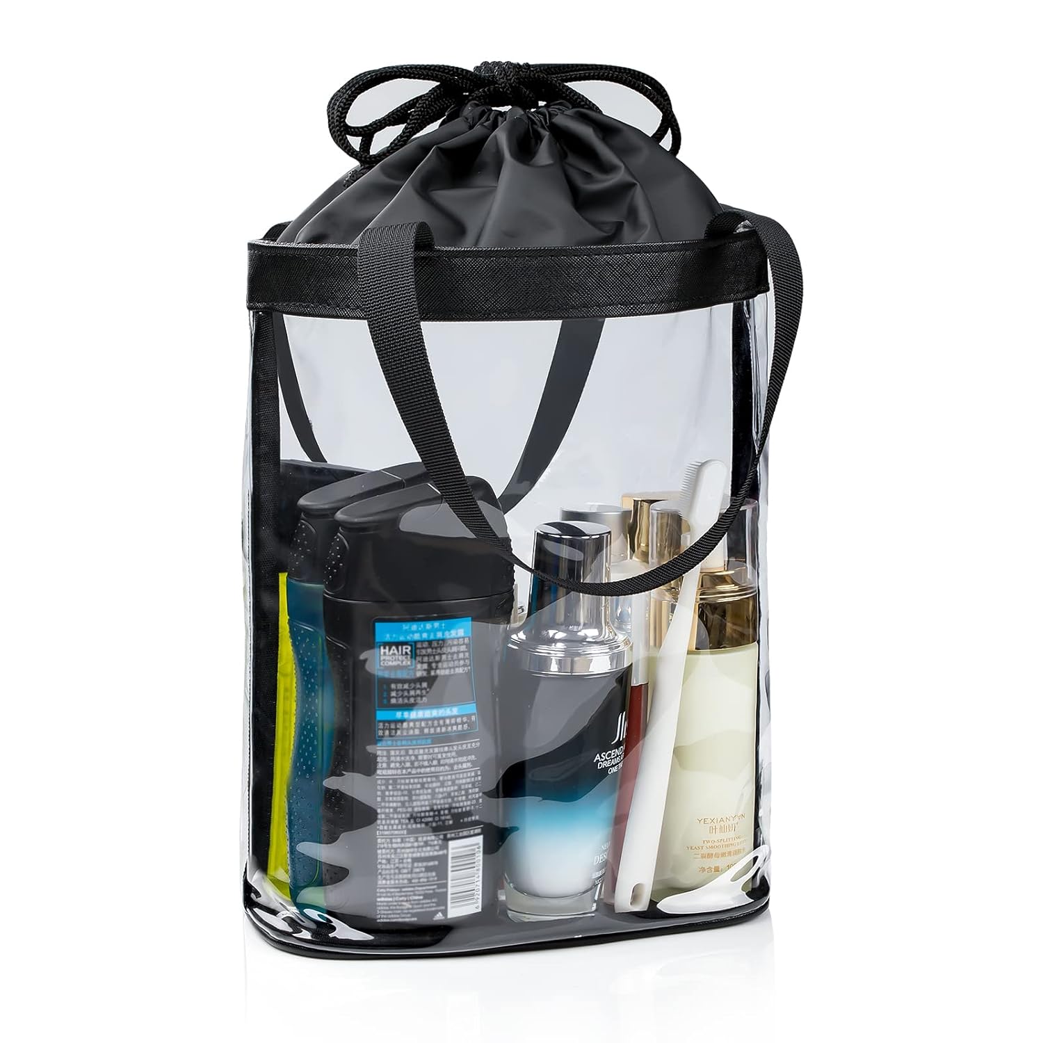 Clear Toiletry Bag, Travel Toiletry Bag for Women, TSA Approved Claer Bag, Waterproof Clear Makeup Bag Cosmetic Pouch, Transparent Makeup Organizer, Carry on Airport Airline Compliant