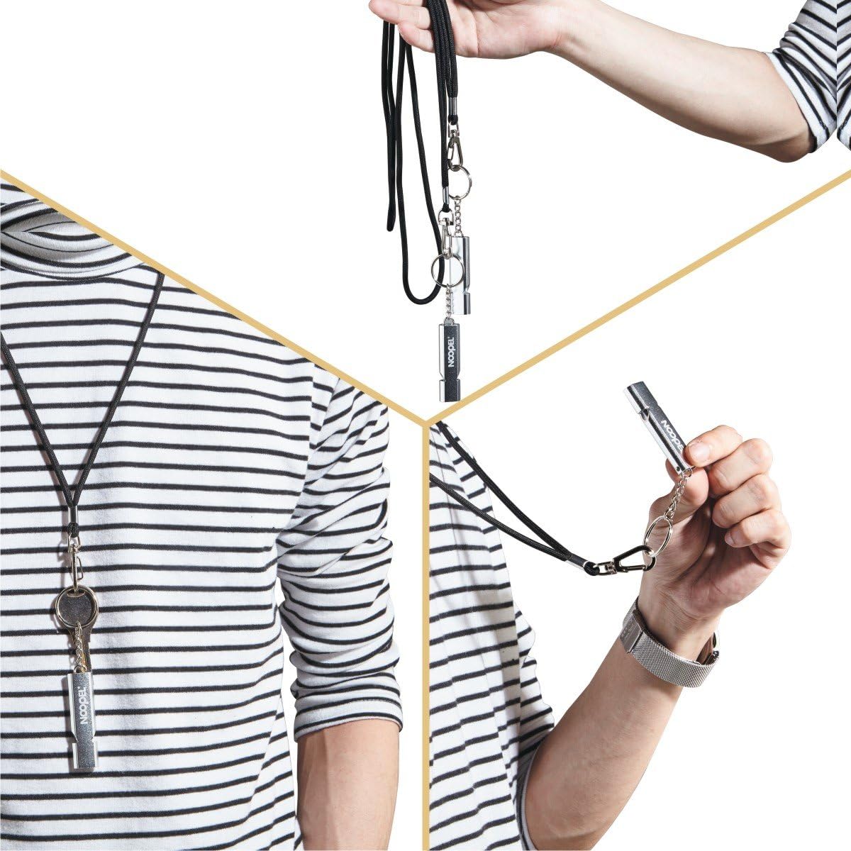 Noopel Emergency Whistles Lifeguard Safety Whistle with Lanyard and Keychain for Outdoor Camping Hiking Boating Backpacking Fishing Kayak Kids Rescue Signaling Loud Survival Whistle