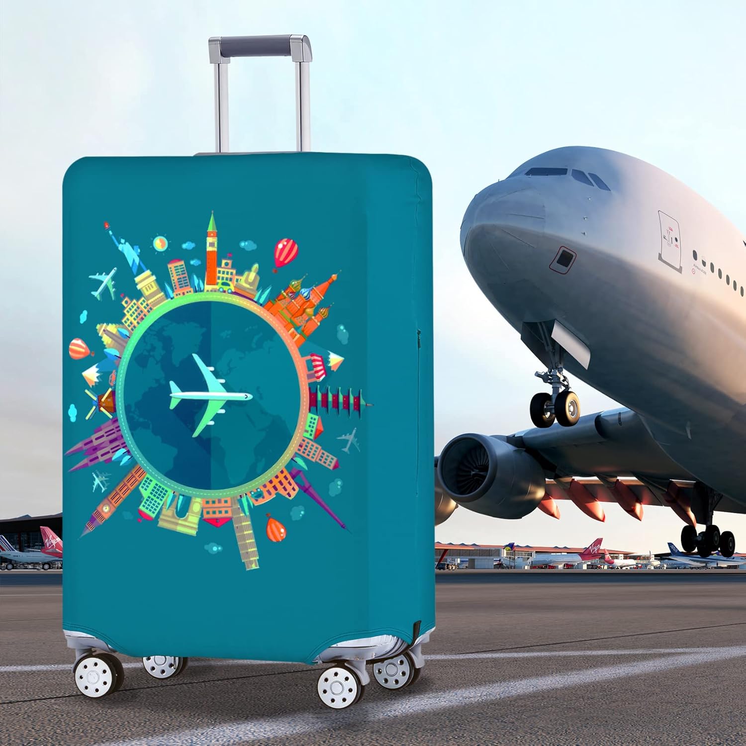 Travelkin Luggage Covers With Tag For Suitcases Tsa Approved,Suitcase Covers Protector Fit 18-32 Inch Luggage XL(29-32inch suitcase)