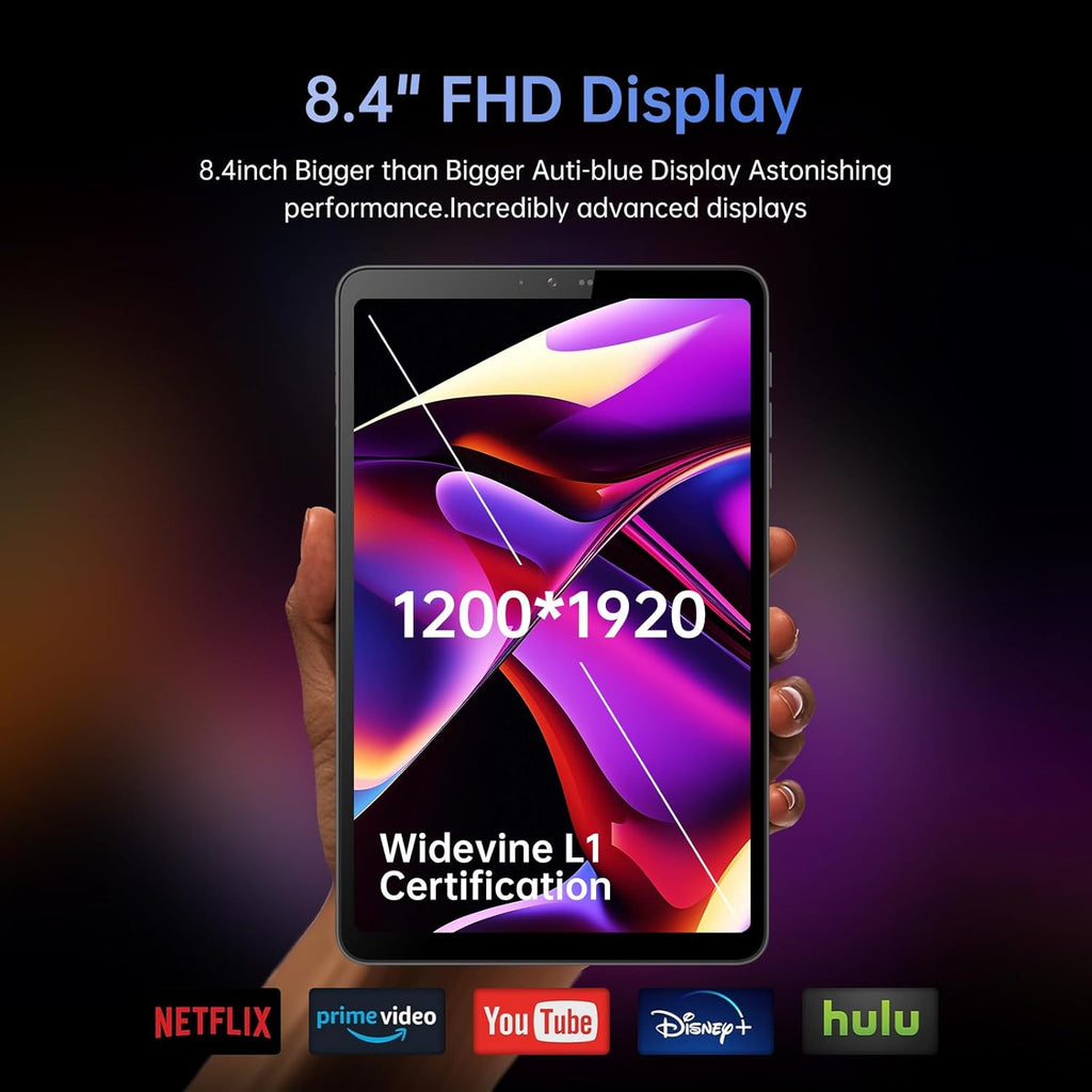 Android Tablet, 8.4 inch Android 14 Snapdragon 685 Processor, 12GB RAM 128GB ROM 1200*1920 IPS HD Touchscreen, 2.4G+5G Wi-Fi 6050mAh Battery Powerful Performance Tablet, 5MP+32MP Dual Cameras