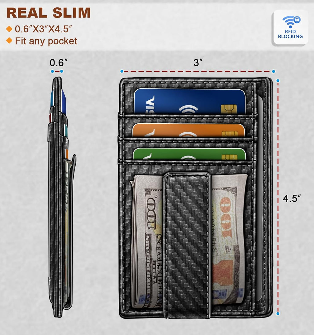 BULLIANT Men Wallet,Slim Leather Wallet Money Clip Card Hodler For Men Gift 8 Cards RFID Blocking