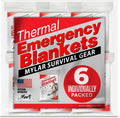 Emergency Blankets for Survival Gear and Equipment x6, Space Blanket, Mylar Blankets, Thermal Blanket, Survival Blanket, Survival Kits Emergency Kit, Emergency Supplies, Foil Blanket Camping Shelter