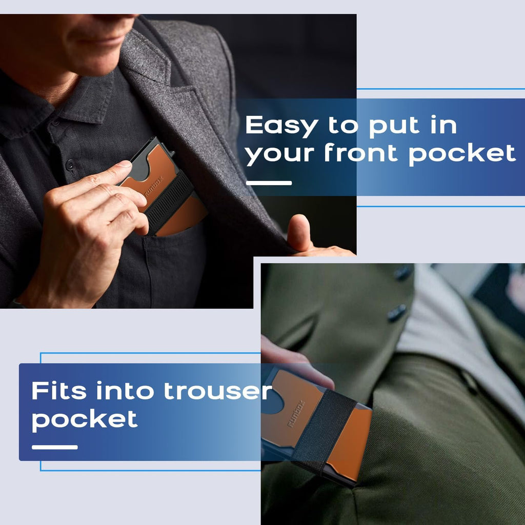 Mens Business Card Holder, Slim Card Wallet for Men and Women, Minimalist RFID Blocking Wallet with Pop-Up Function, Thin Design, Metal Cases Holds 6+6 Cards, Gifts for Men, Men's Accessories