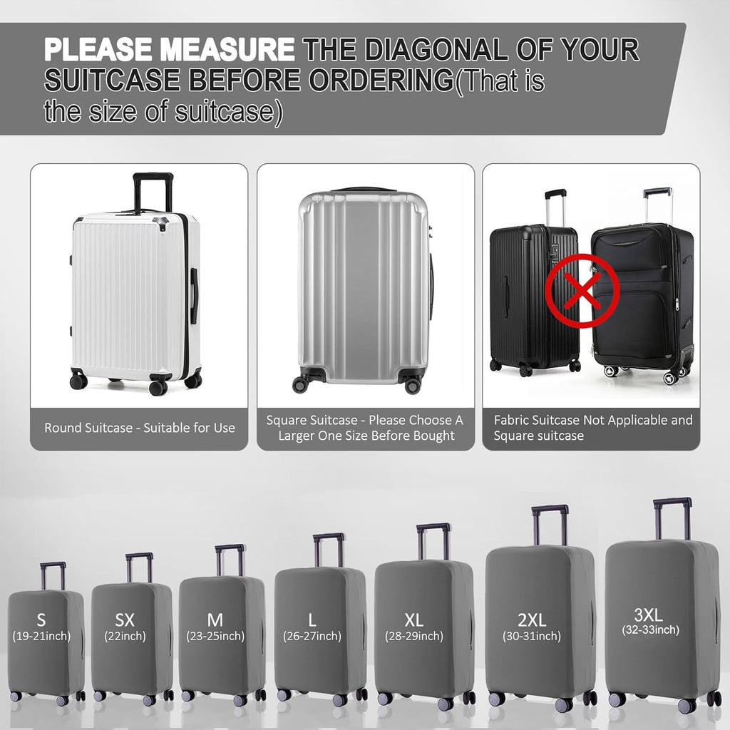 Travel Luggage Cover Suitcase Protector Scratch-Resistant Fit 19-31 Inch Suitcase, Not Included Suitcase (Slate Gray, 2XL(30-31 inch))