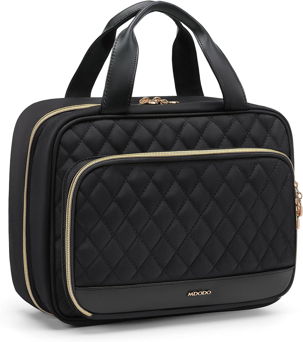 Travel Toiletry Bag Hanging Toiletry Bag for Women Water-resistant Cosmetic Makeup Bag for Full Sized Travel Essentials Must Have (Black)