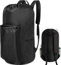 Polecasa Heavy Duty Backpack Laundry Bag, 29 x 13.5 Inches Hamper bag with Padded Shoulder Straps,130gsm Durable Fabric and 4 Pockets, Large Drawstring Bag for Dorm, College, Travel, Black