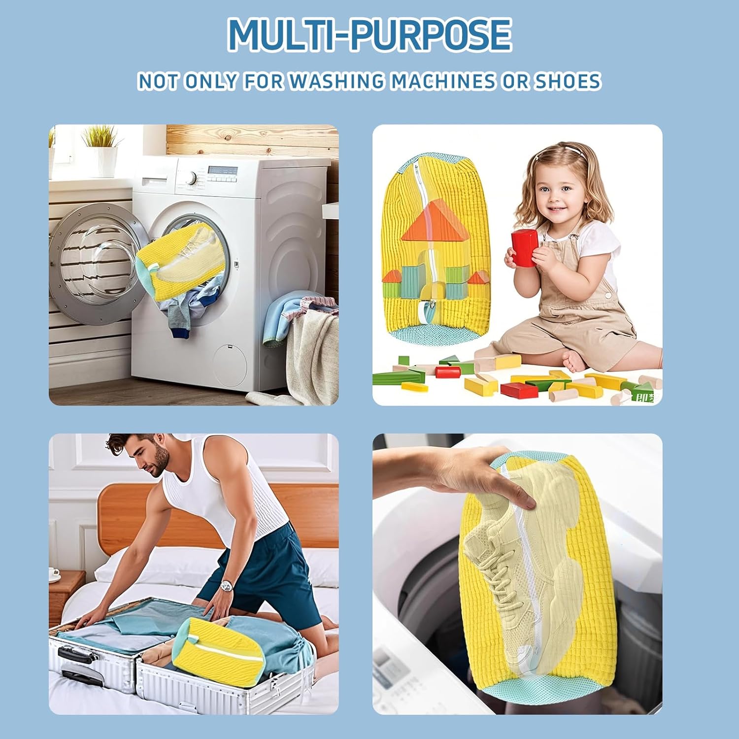 Shoe washing machine bag,Sneaker Laundry Bag for Shoes, Reusable and Durable Shoe Laundry Bag for Washer and Dryer,Suitable for cleaning shoes, gym, tennis, basketball, shoe storage (Yellow -2 pieces)