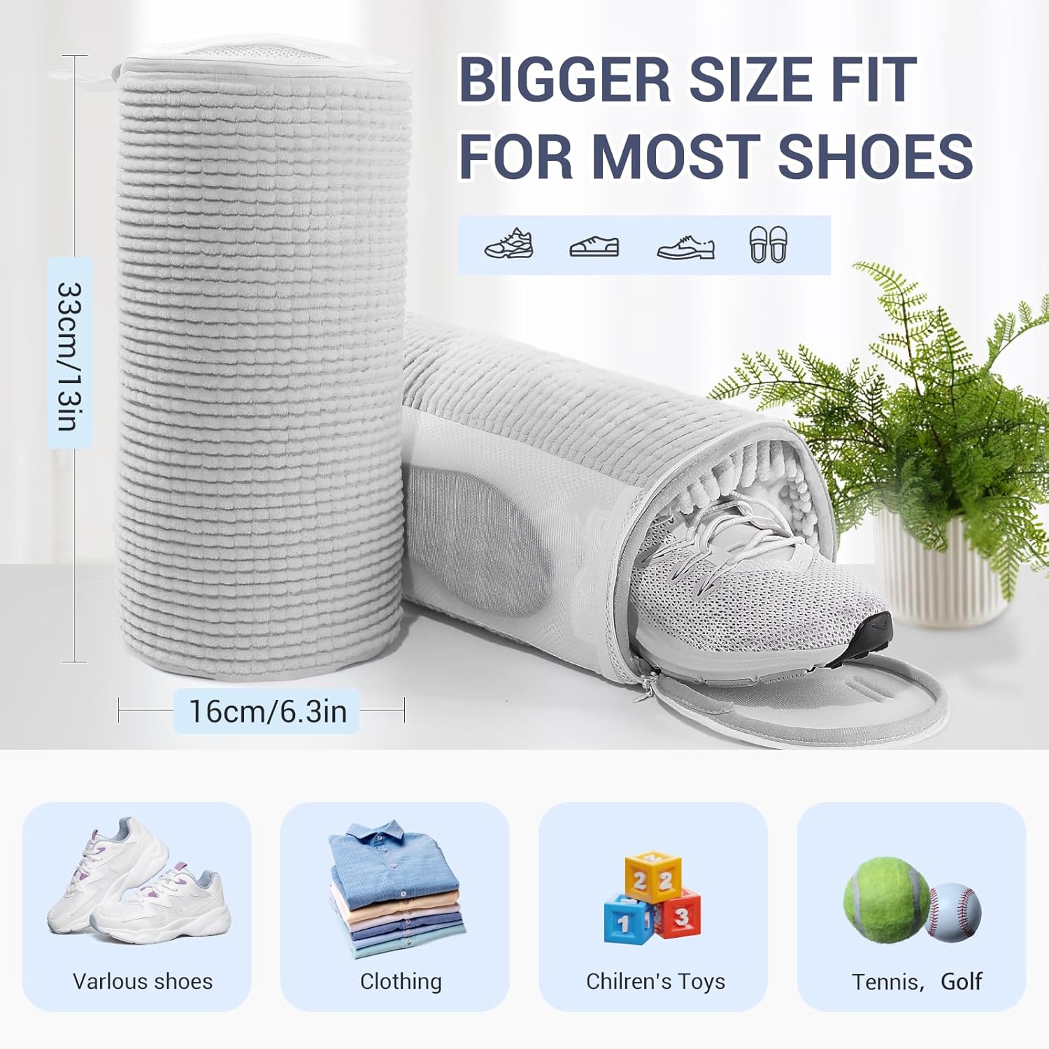 Shoe Washing Machine Bag with 2 Mesh Pockets, One-Step Shoe Laundry Bag for Wash Laces, Insoles & Socks, Reusable Sneaker Cleaning Bag Invisible Zipper for Washer Dryer Safe (2Pcs Grey)