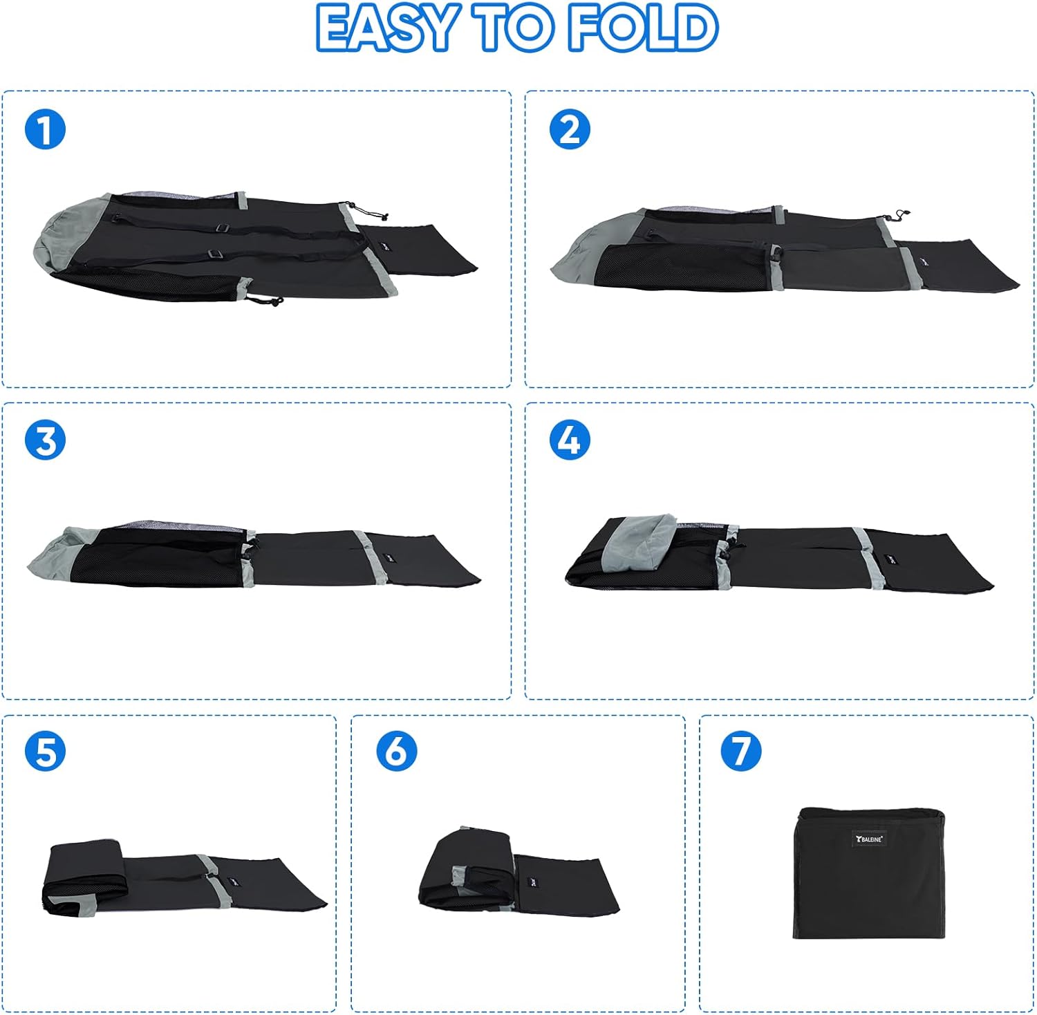 BALEINE 150L Laundry Bag Backpack, 900D Oxford Fabric Large Travel Laundry Bags with Shoulder Straps and 2 Mesh Pockets for College Dorm, Apartment, Laundromat (Black, 150L)