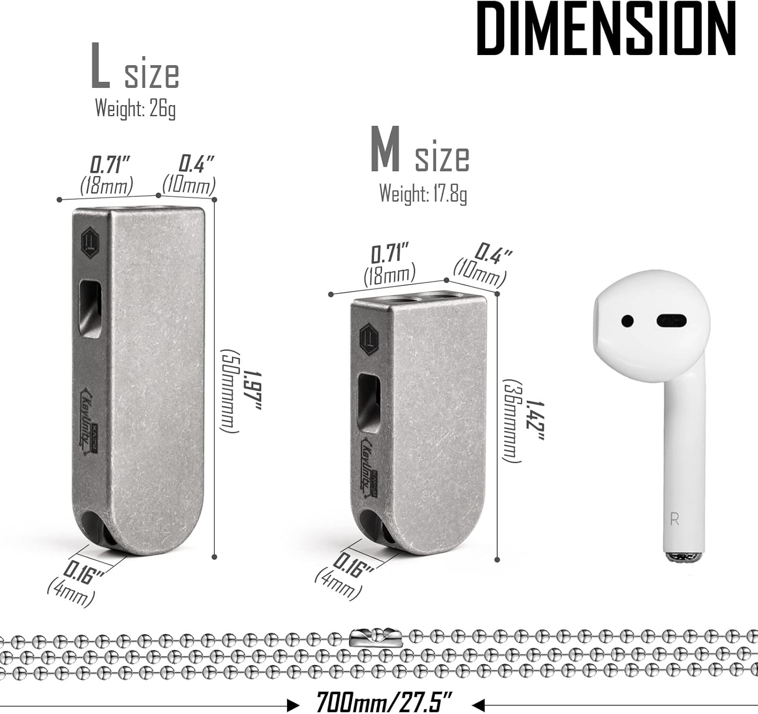 KeyUnity Titanium Emergency Whistle with Metal Lanyard, 120dB+, One-Piece Outdoor Survival Whistle, Ultra-Light, Rustproof